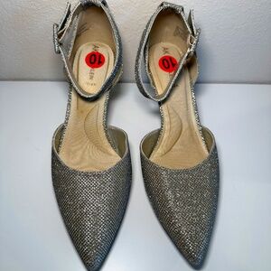 New Size 10 Anne Klein Fabulist Gold Sparkle Heels Pumps Shoes Strappy Kitten